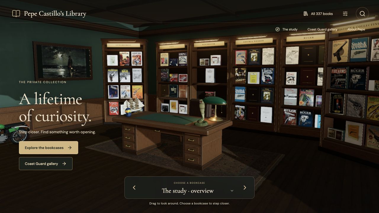 Pepe Castillo’s interactive 3D study and bookshelves